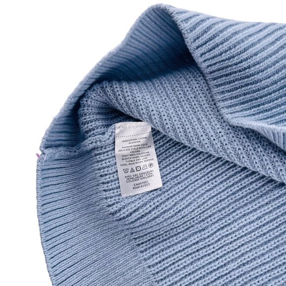 Loft Womens Light Blue Ribbed Button-Front Crewneck Sweater M - Picture 3 of 5